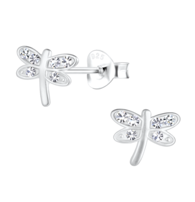 KAYA sieraden Silver children’s earrings ‘Dragonfly’ with crystals