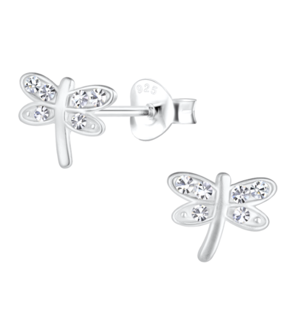 KAYA sieraden Silver children’s earrings ‘Dragonfly’ with crystals