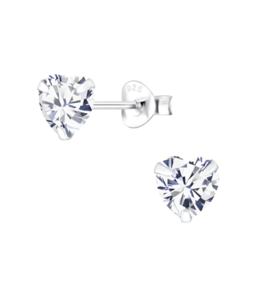 KAYA sieraden Children's earrings 'Silver Crystal Heart'