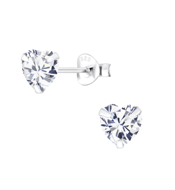 KAYA sieraden Silver Children's Earrings 'Silver Crystal Heart'