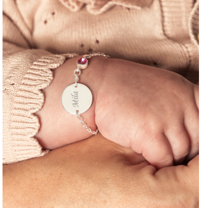 KAYA sieraden Baby bracelet with Birthstone and Name
