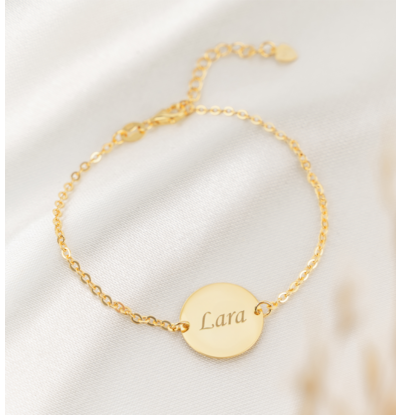 KAYA sieraden Bruids Armband 'Elegant Disc' met Naam of Datum