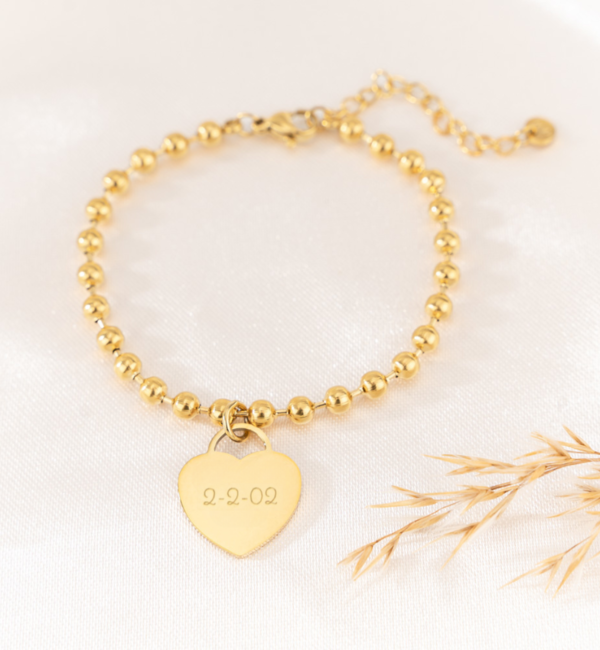 KAYA sieraden Bracelet with Name 'Bolletjes' | Stainless Steel