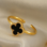 KAYA sieraden Klaver Ring | Stainless Steel  - Zwart