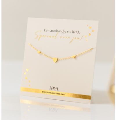 KAYA sieraden Minimalistische armband drie hartjes
