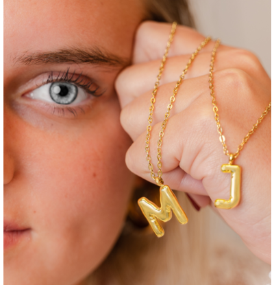 KAYA sieraden Bold ketting met letter 'Bubble' | Stainless Steel