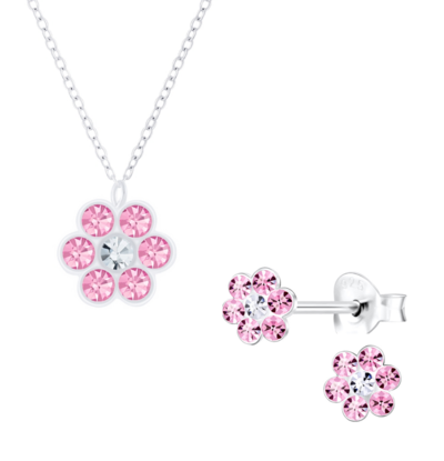 KAYA sieraden Silver Children's Set 'Crystal Flower'