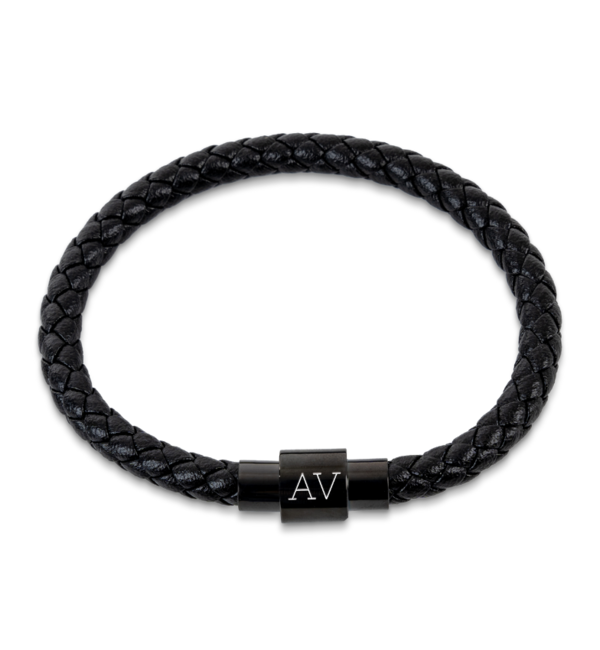 KAYA sieraden Leren Jongensarmband met Initialen