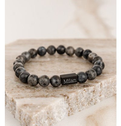 KAYA sieraden Armband Heren met Grijze Kralen