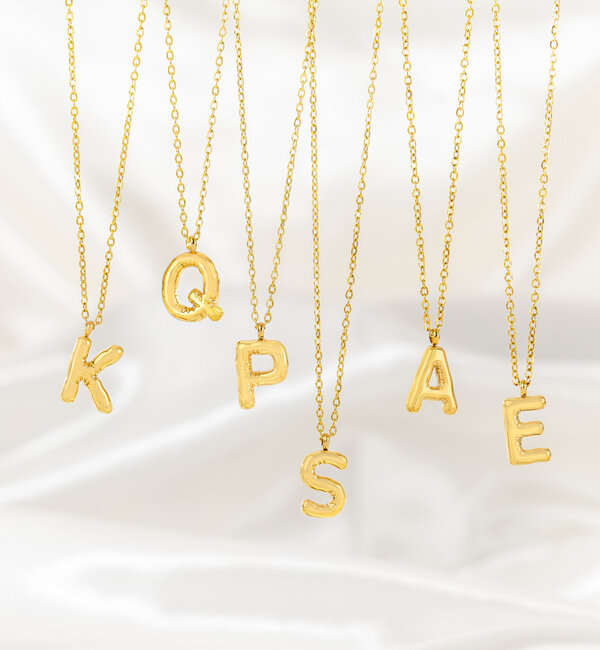 KAYA sieraden Link and Pearl Necklace with Letter | Stainless Steel - Copy