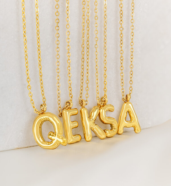 KAYA sieraden Link and Pearl Necklace with Letter | Stainless Steel - Copy