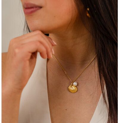 KAYA sieraden Shell necklace with pearl | Stainless Steel