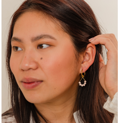 KAYA sieraden Powder pink crystal hoops | Stainless Steel