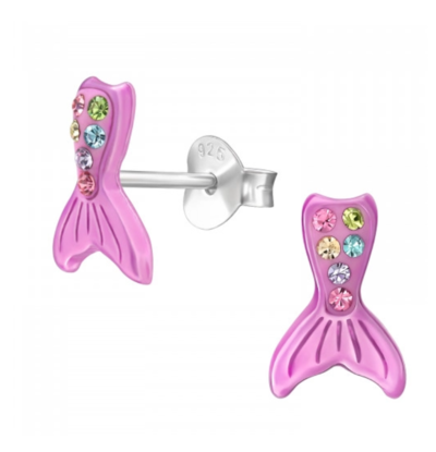 KAYA sieraden Silver children’s earrings Mermaid with crystals