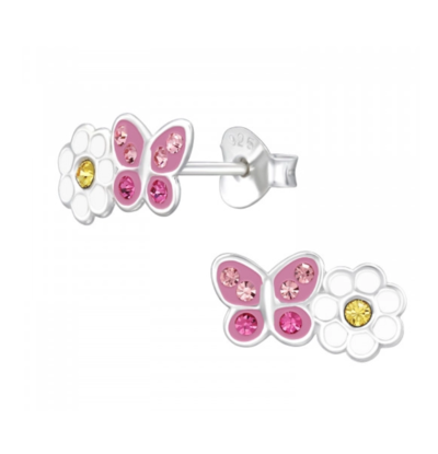 KAYA sieraden Children's earrings Butterfly with Flower