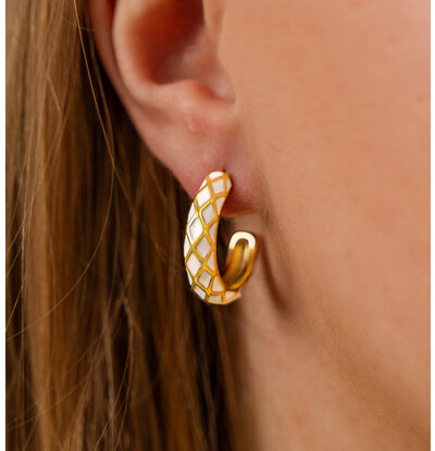 KAYA sieraden White hoop earrings | Stainless Steel