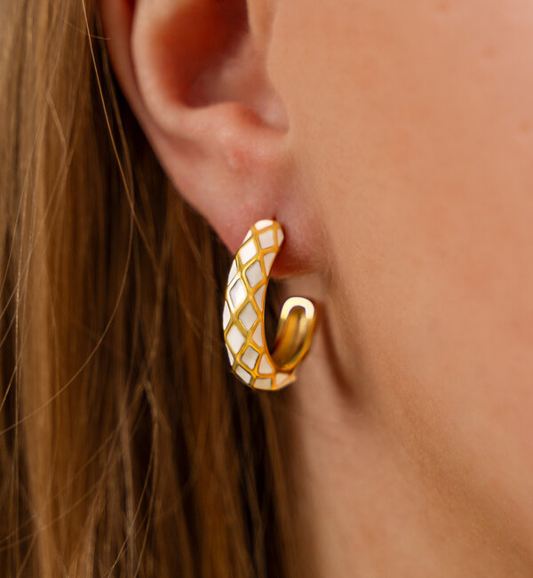 KAYA sieraden White hoop earrings | Stainless Steel