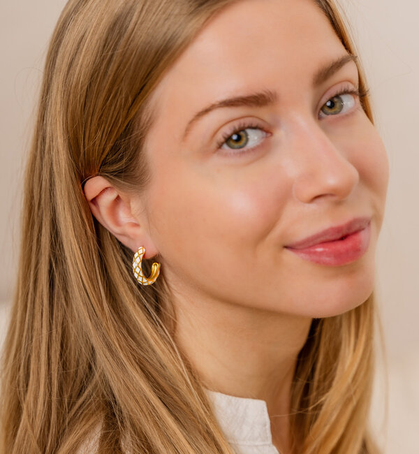 KAYA sieraden White hoop earrings | Stainless Steel