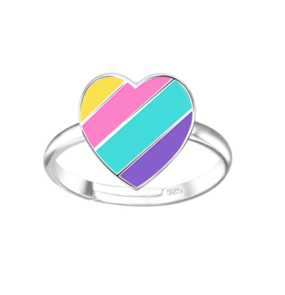KAYA sieraden Kinderring Regenboog Hartje