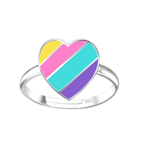 KAYA sieraden Silver children’s ring Rainbow Heart
