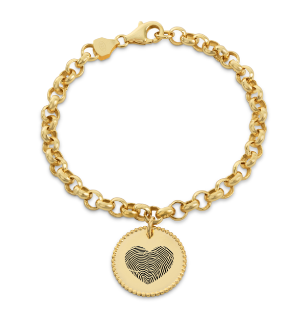 Gegraveerde sieraden Fingerprint Charm Bracelet 'Heart'  - Copy - Copy
