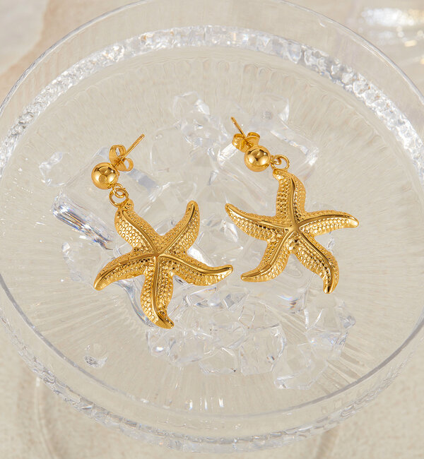 KAYA sieraden Earrings Starfish | Stainless Steel Gold
