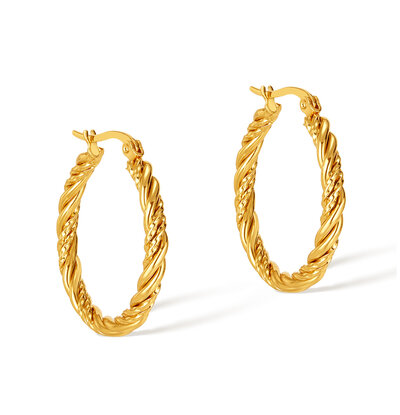 KAYA sieraden Hoop Earrings Twisted | Stainless Steel Gold