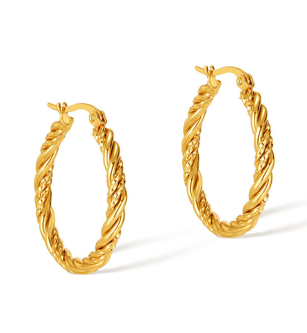 KAYA sieraden Hoop Earrings Twisted | Stainless Steel Gold