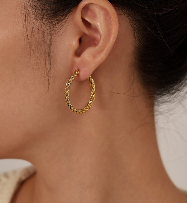KAYA sieraden Hoop Earrings Twisted | Stainless Steel Gold