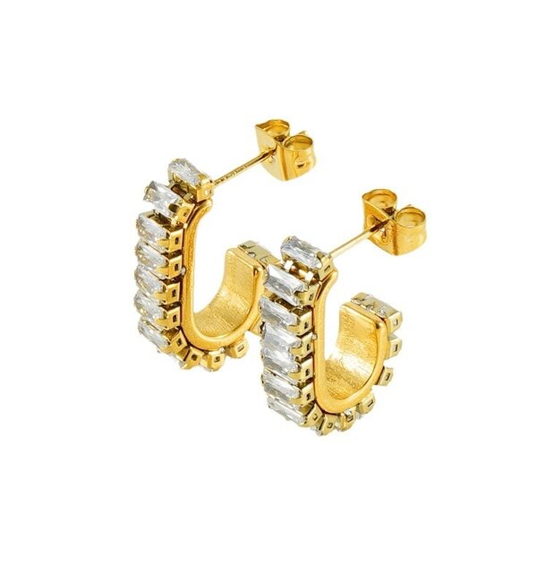 KAYA sieraden Statement Hoop Earrings with Crystals | Stainless Steel