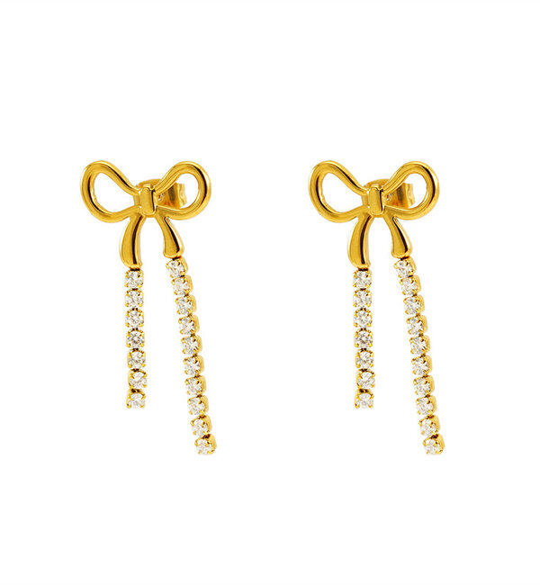 KAYA sieraden Bow Earrings with Crystals | Stainless Steel