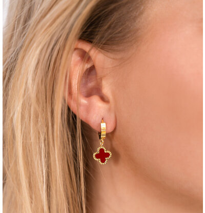 KAYA sieraden Clover Earrings | Stainless Steel - Red
