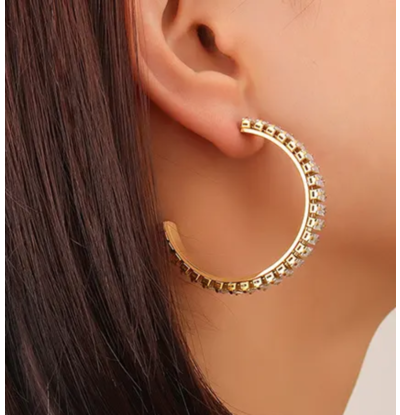 KAYA sieraden Large Earrings with Crystals