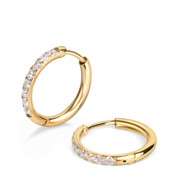 KAYA sieraden Shiny oorringen met steentjes 12mm  | Stainless Steel