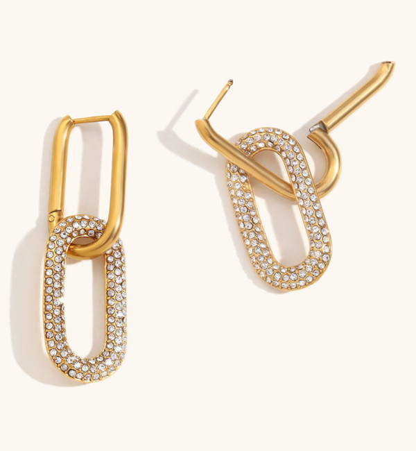 KAYA sieraden Statement Earrings Oval with Stones | Stainless Steel