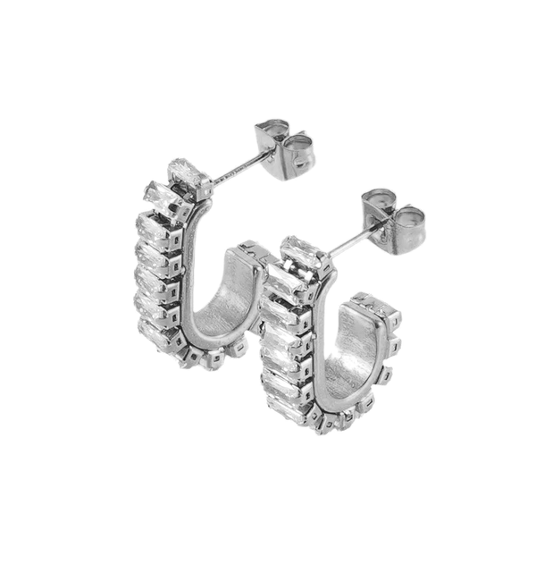 KAYA sieraden Statement Hoop Earrings with Crystals | Stainless Steel