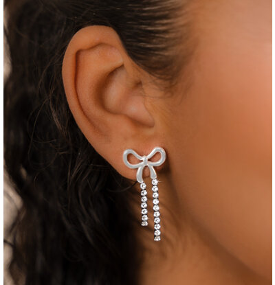 KAYA sieraden Bow Earrings with Crystals | Stainless Steel