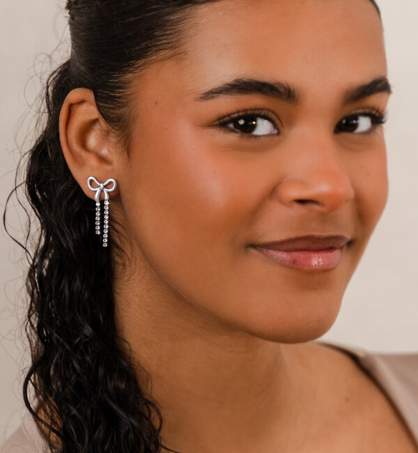 KAYA sieraden Bow Earrings with Crystals | Stainless Steel