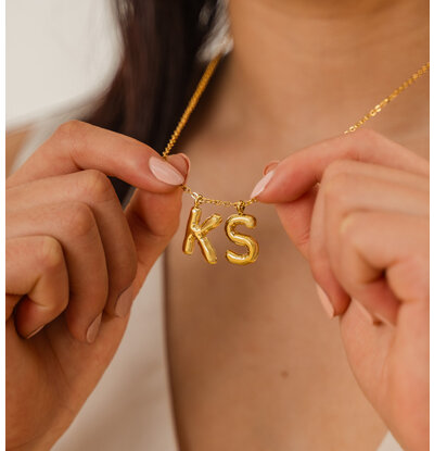KAYA sieraden Bold Ketting met Twee Letters 'Bubble' | Stainless Steel