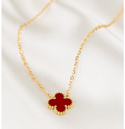 KAYA sieraden Klaver ketting Rood | Stainless steel