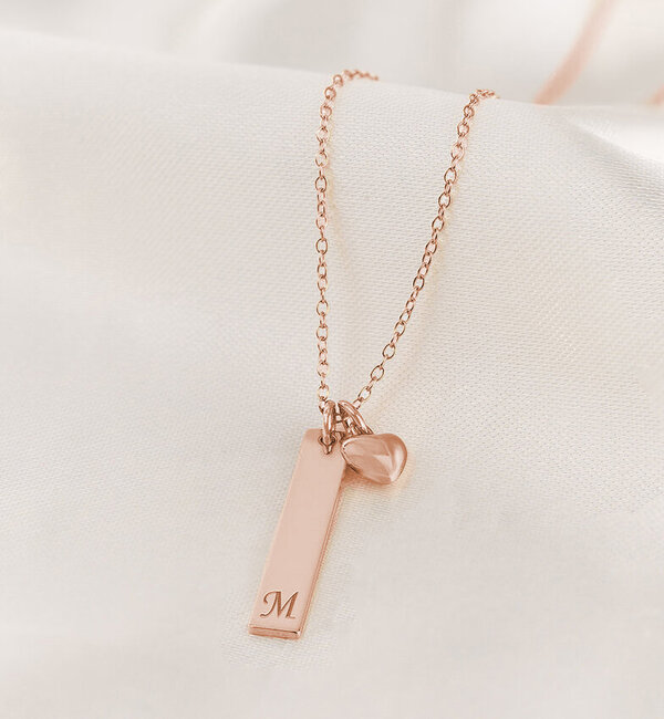 KAYA sieraden Silver necklace with name 'Flat Bar' | With extra charm - Copy