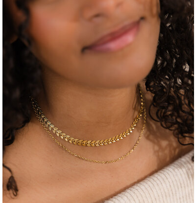 KAYA sieraden Necklace with Layered Leaves
