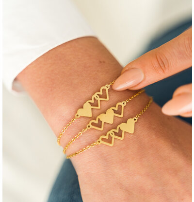 KAYA sieraden Armbanden set drie hartjes "Moeder & Dochters'