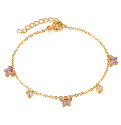 KAYA sieraden Kinderarmband met vlinders en kristallen