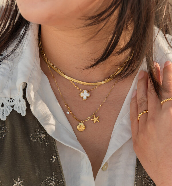 KAYA sieraden Chain necklace with shells | Stainless Steel