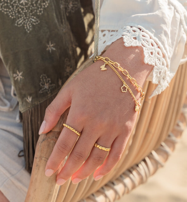 KAYA sieraden Armbandje Initiaal Graveren  'Layered' | Stainless Steel