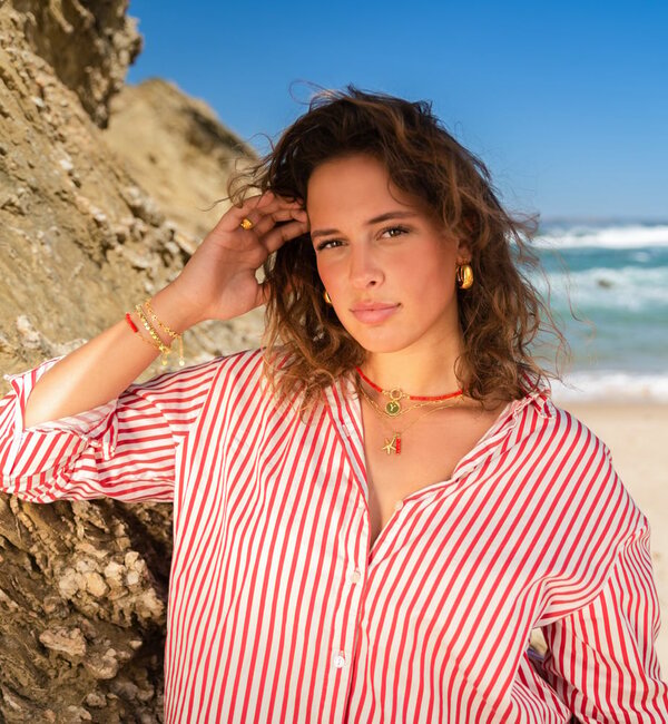 KAYA sieraden Red Necklace Coral 'Nova PÃ©rola' Choose your Charms | Stainless Steel - Copy - Copy