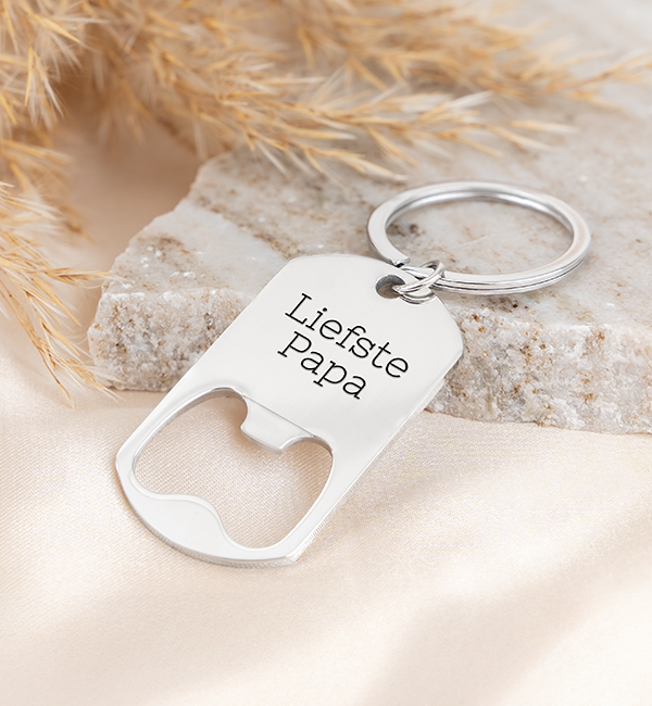 KAYA sieraden Stainless Steel keychain with bottle opener and engraving