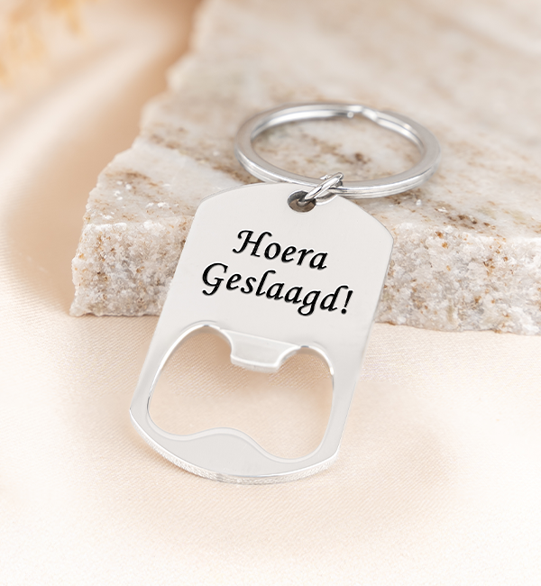 KAYA sieraden Stainless Steel keychain with bottle opener and engraving