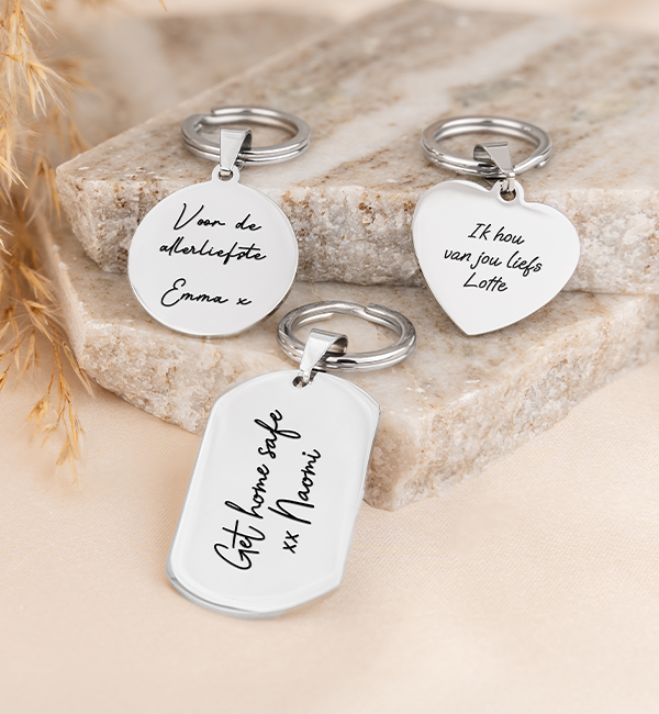 KAYA sieraden Naam Sleutelhanger Disc | Eigen handschrift